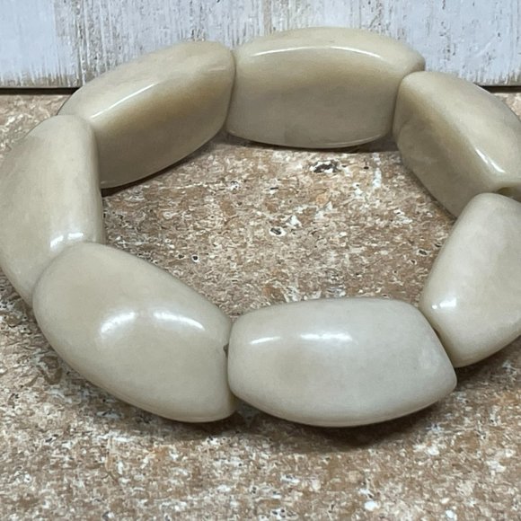 TROPICAL NATURAL TAGUA NUTS "VEGETABLE IVORY" STRETCH PEBBLE BRACELET FAIR TRADE - Picture 2 of 7